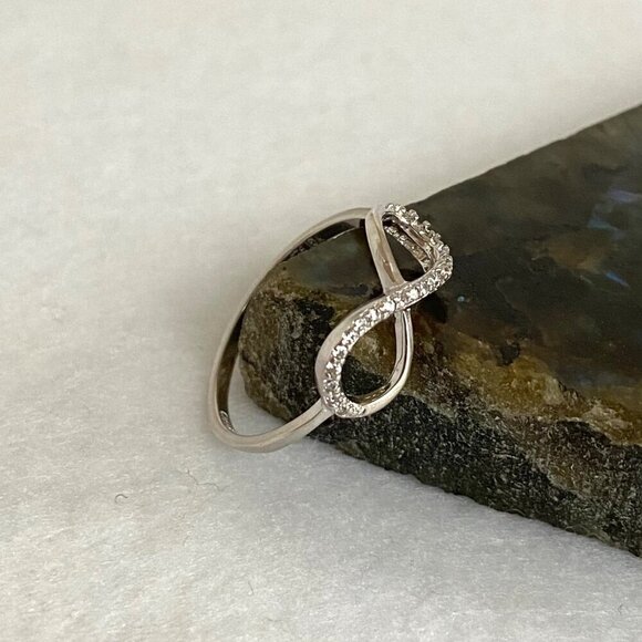 Sterling Silver 925 YGI Round Cubic Zirconia CZ Infinity Symbol Ring Size 7.75 - Picture 6 of 16